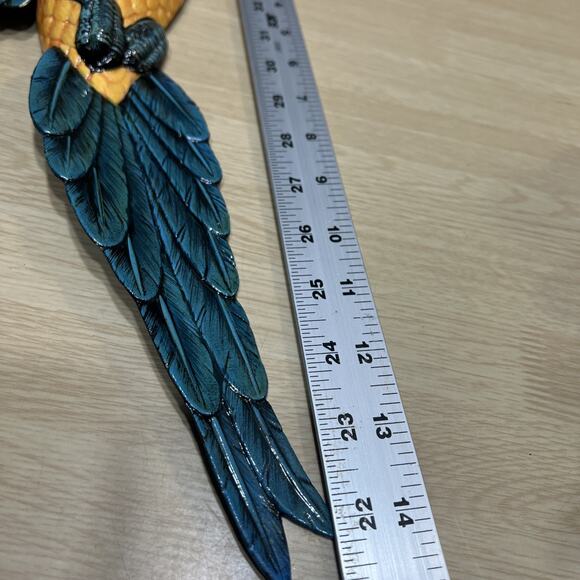 CIT Hand Painted 14” Yellow Parrot Bird On Branch Wall Mount Decor Sculpture - Picture 13 of 13